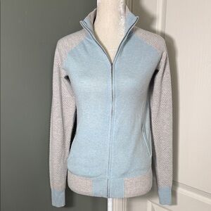 Movetes Cashmere Wool Zip Front Sweater Jacket Colorblock Size XS